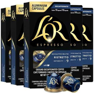 L'OR DECAF Espresso Capsules, 50 Count DECAF Ristretto, Single-Serve Aluminum Coffee Capsules Compatible with the L'OR BARISTA System & *Nespresso Original Machines