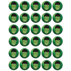NATURAL BEHAVIOUR 30 x Edible Cupcake Toppers ? Green Giant Hero Face Collection of Edible Cake Decorations | Uncut Edible on Wafer Sheet