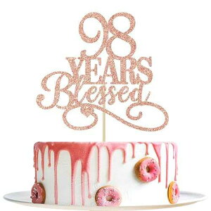 YotaWish Rose Gold Glitter 98 Years Blessed Cake Topper - 98 Years Loved, Cheers to 98 Years, 98th Anniversary Birthday Decoration Supplies