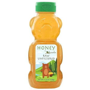 Kevala Raw Unfiltered Honey Bear - Premium Natural Golden Honey with no Pesticides, Nutritious Sweetener for Breakfasts and Drinks with no Added Sugar, BPA-Free Squeezable Bottle for Easy Use 12 oz