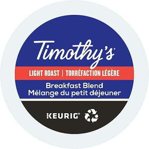 Timothy's, �u���b�N�t�@�X�g�u�����h�A�V���O���T�[�u�L���[���O K �J�b�v�|�b�h�A���C�g���[�X�g�R�[�q�[�A96 �J�E���g (24 �|�b�h���� 4 �{�b�N�X) Timothy's World Coffee Timothy's, Breakfast Blend, Single-