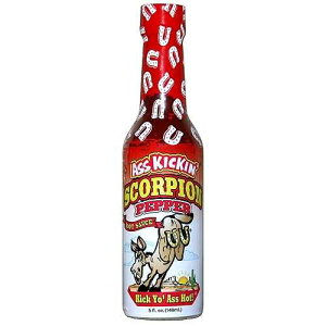 ASS KICKIN' Scorpion Pepper Hot Sauce - 5 oz - Gourmet Hot Sauce for Chicken Wings and Breakfast Burritos Perfect Stocking Stuffers or Christmas Gifts for the Hot Sauce Fan-Try if you Dare!