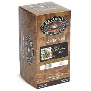 Baronet Coffee Pods [Mocha Java-54 Pods] Flavored Single Cup Use, Like Senseo, [3 Boxes of 18 Single Serve 10 Gram] Regular Strength, Medium Roast [Mocha Java]