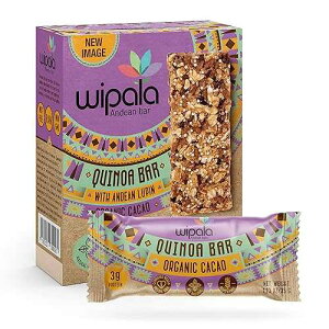 Everglobe Wipala Protein Bars - Cacao : Made with Quinoa and Andean Lupin, Vegan, Nut Free, Gluten Free, Non-GMO, 12 Pack
