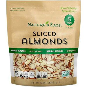 Nature's Eats Nature�fs Eats Natural Sliced Almonds - Blanched Thin-Cut Almonds for Baking, Salads, Granola, and Snacks - Heart Healthy, High Protein, Gluten Free, Keto Friendly - Bulk 16 oz Resealable Bag