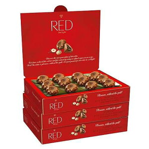 Red Delight Milk Chocolate Diamond Truffles with Smooth Nut Filling - Pack of 3 (With 36 Chocolate Truffles) 13.98 oz Creamy Treats - Kosher, No Added Sugar, Gluten-Free European-Style Chocolates