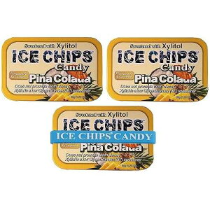 ICE CHIPS �L�V���g�[�� �L�����f�B�� (�s�j���R���[�_�A3 �p�b�N) - �ʐ^�̃o���h���t�� ICE CHIPS Xylitol Candy Tins (Pina Colada, 3 Pack) - Includes BAND as shown