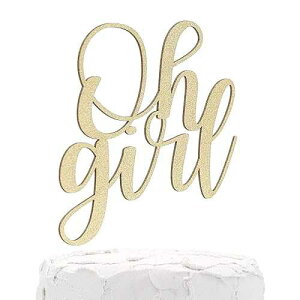 NANASUKO �x�r�[�V�����[ �P�[�L�g�b�p�[ - Oh girl - ���ʃS�[���h�O���b�^�[ - �v���~�A���i�� �č��� (Oh girl �M�L��) NANASUKO Baby Shower Cake Topper - Oh girl - Double Sided Gold Glitter - Premium Quality Made in USA (O