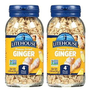 Litehouse Freeze Dried Ginger - Ginger Flakes, Substitute for Fresh Ginger, Perfect for Tea, Organic Dried Ginger Root, Non-GMO, Gluten Free - 0.56 Ounce, 2-Pack