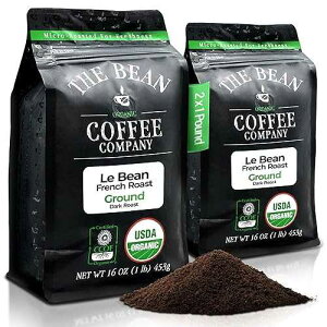 The Bean Coffee Company The Bean Organic Coffee Company Le Bean, Dark French Roast, Ground Coffee, 16-Ounce Bags (Pack of 2),Cafe molido tostado organico
