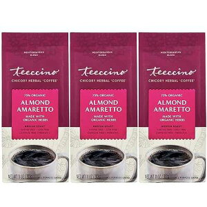 Teeccino Almond Amaretto Chicory Coffee Alternative - Ground Herbal Coffee That�fs Prebiotic, Caffeine Free & Acid Free, Medium Roast, 11 Ounce (Pack of 3)