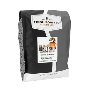 Fresh Roasted Coffee, Organic Donut Shop USDA Organic, Kosher Medium Roast 5 lb (80 oz) Whole Bean