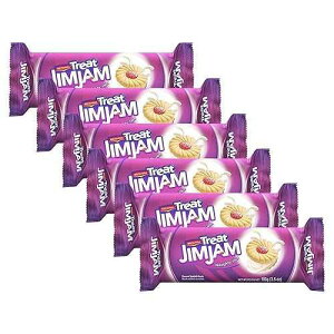 BRITANNIA Treat Naughty Jim Jam Biscuits Sandwich 3.52oz (100g) - Biscuits sandwich aromatises - Magic of Naughty Jim Jam cream Cookies - Healthy Snacks Halal, Perfect for Breakfast Suitable for Vegetarian (Pack of 6