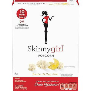 Orville Redenbacher's Orville Redenbacher�fs Skinnygirl Microwave Popcorn Mini Bags, Butter & Sea Salt Flavor, 4g Fiber Per Serving, Movie Night Supplies, 1.5 oz., 10-Count (6 Boxes)