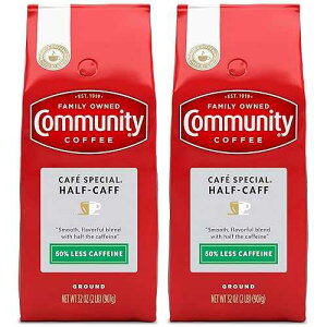 Community Coffee Cafe Special Half-Caff Ground Coffee, Medium Dark Roast, 32 Ounce Bag (Pack of 2)