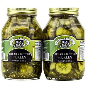 Amish Wedding Foods �I�[���i�`������ �u���b�h&�o�^�[�s�N���X 32�I���X (2�p�b�N) Amish Wedding Foods All Natural Bread N Butter Pickles 32 Ounces (Pack of 2)