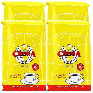 Cafe Crema Medium Roast Ground Coffee from Puerto Rico, 8 Ounce (Pack of 4)