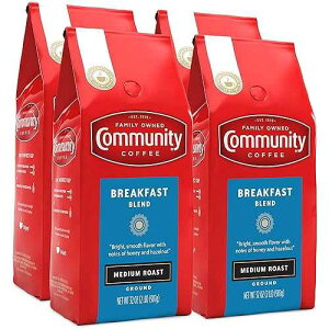 Community Coffee Breakfast Blend, 128 Ounces Ground Coffee, Medium Roast, 32 Ounce Bag (Pack of 4)