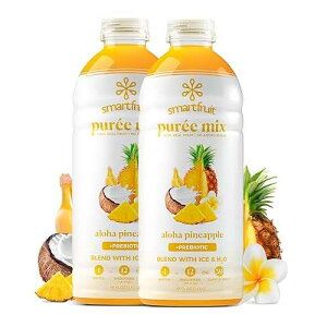 Smartfruit Aloha Pineapple + Prebiotic ? 100% Real Fruit Puree with Pineapple, Banana, Apple & Coconut ? Great for Smoothies, Juice, Yogurt, Cocktails, Teas ? High in Vitamin A ? 2-Pk, 48oz Each