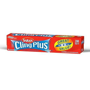 Saran Wrap Saran Cling Plus Clear Plastic Wrap, Food Storage, Easy Dispense, 200 Sq Ft Roll