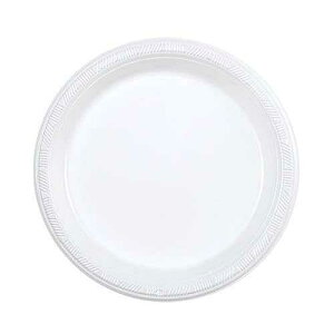 Party Dimensions Round Appetizer 7 White Pack of 100 Plastic Plate, 7 inch (12700)
