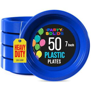Exquisite Party Solids Dark Blue Plastic Plates For Party Supplies 7 Dark Blue Disposable Plates Heavy Duty 50 Pcs Plastic Dinnerware Sets Heavy Duty 350 GSM Disposable Dinnerware Set