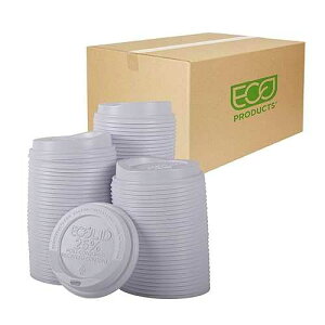 ECO PRODUCTS Eco-Products Ecolid Recycled Small Coffee Cup Lids, Case of 1000, White, Fits 8oz Hot Cups, Made from 25% Post-Consumer Recycled Plastic Polystyrene, Made in the U.S.A.