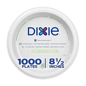 Georgia-Pacific Dixie 8.5 Inch Medium-Weight Paper Plates By GP PRO, White, 1000 Count (125 Disposable Plates Per Pack, 8 Packs Per Case), UX9W