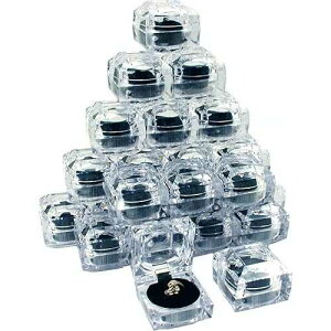 FindingKing 24 Clear Crystal Ring Gift Boxes 1 7/8