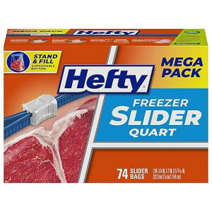 Hefty Slider Freezer Kitchen Storage Bags, Quart Size, 15 Count