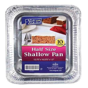 Nicole Home Collection Aluminum Foil Half Size Silver Pan - 12.75 x 10.38 x 1.5 (Pack of 10) - Extra Heavy Shallow Design - Perfect for Baking, Grilling & Catering