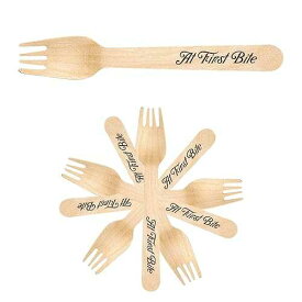 Perfect Stix-Sucre Shop at First Bite-20 Wooden Cutlery Forks with at First Bite Themed Print (Pack of 20)