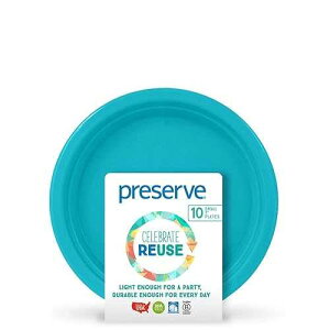 Preserve On the Go Lightweight BPA Free Small Dinner Plates Made from Recycled Plastic in the USA, Set of 10, Aqua Blue, Model: 07616