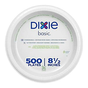 Georgia-Pacific Dixie Basic 8.5 Inch Light-Weight Paper Plates by GP PRO, White, 500 Count (125 Disposable Plates Per Pack, 4 Packs Per Case), DBP09W