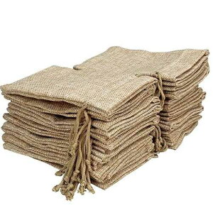 FASOTY Lot of 24 3.5x5 Inch Burlap Gift Bags with Drawstring Linen Jewelry Pouches Jute Burlap Sacks for Wedding Favors Party Gifts, DIY Craft, Coffee, Valentine, Holiday Gift Bags
