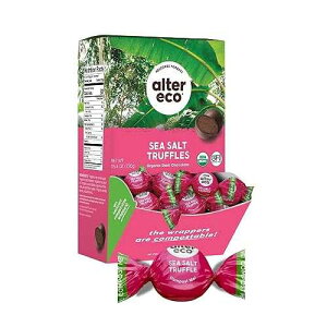 Alter Eco Deep Dark Sea Salt Truffles 58% Pure Dark Cocoa, Fair Trade, Organic, Non-GMO, Gluten Free Dark Chocolate Truffles 60 Truffles