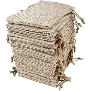 Hapdoo Lot of 100 Burlap Bags with Drawstring Gift Bags Jewelry Pouches Sacks for Wedding Party and DIY Craft, 5 x 3.5 Inches�c