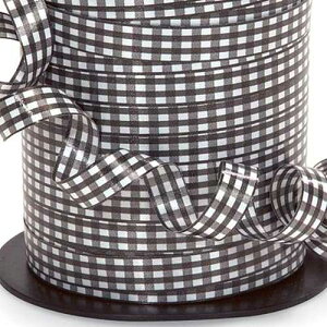 ���Ɣ��̃M���K�� �J�[�����O ���{�� - �� 3/8 �C���` x 250 ���[�h NW Black and White Gingham Curling Ribbon - 3/8 in. Wide x 250 Yards
