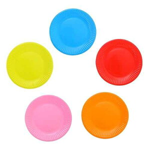 NUOLUX Birthday Party Cake Dessert Paper Plates 6 Round Disposable Paper Plate Assorted Colors, 50 Pack(Random Color)
