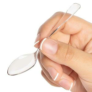 LSR LORESO Loreso Plastic 50CT Mini Clear Dessert Spoons For Miniature Dessert Cups, Tasting Party, Sampling, Ice Cream, Small Catering Supplies - Reusable BPA Free Pack of 50