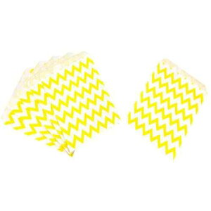 Tvoip 50 Pcs 5 x 7 Inches White and Yellow Wave Paper Bags,Holiday Wedding Christmas Favor Candy Treat Bags