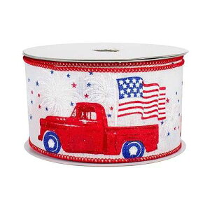 GiftWrap Etc. 4th of July Patriotic Pickup Ribbon - 2 1/2 x 10 Yards, 4th of July American Flag Wreath Decor, USA, Red, White and Blue, Fundraiser, Election, Veterans Day, Christmas