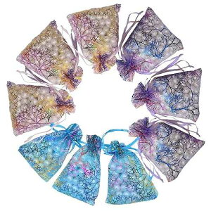 Stratalife Organza Bags 4x6 Small Drawstring Jewelry Pouches Party Favor Goodie Bags for Wedding Present Candy 100PCS (Mixed Coralline)