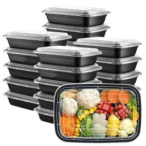 GUSTO [28 oz - 50 Count 1-Compartment Meal Prep Containers with Lids ? Reusable, Microwaveable, Dishwasher & Freezer Safe, BPA-Free Food Storage Boxes for Portion Control (Formerly Comfy Package)