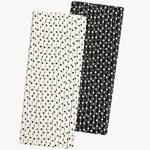 �������X�g���[ - ���ʖ͗l - 7.75 �C���` - 50 �p�b�N Outside the Box Papers Black and White Paper Straws - Polka Dot - 7.75 Inches - 50 Pack