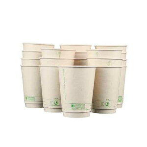 LB LIVING BALANCE Living Balance Certified Compostable Coffee Cups 12 oz ? 100 Pack Cups with Integrated Sleeves | Leak Proof, BPA-Free & CPLA Certified Plant-based | To-Go cup for Hot & Cold Drinks