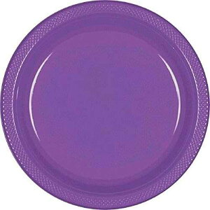 Amscan Vibrant Round Purple Plastic Plates - 7 (Pack of 20) - Premium Quality Design, Ideal for Any Event or Party