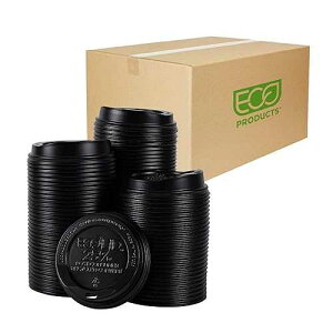 ECO PRODUCTS Eco-Products Ecolid Recycled Small Coffee Cup Lids, Case of 1000, Black, Fits 8oz Hot Cups, Made from 25% Post-Consumer Recycled Plastic Polystyrene, Made in the U.S.A.