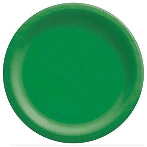 Amscan Festive Green Round Paper Plates - 10 (20 Pc) - Perfect for Parties, Picnics, & Everyday Meals