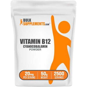 BulkSupplements.com Vitamin B12 Powder - as Cyanocobalamin, Vitamin B Supplement, Vitamin B12 200 mcg - Essential Vitamin, Gluten Free, 20mg per Serving, 50g (1.8 oz) (Pack of 1)